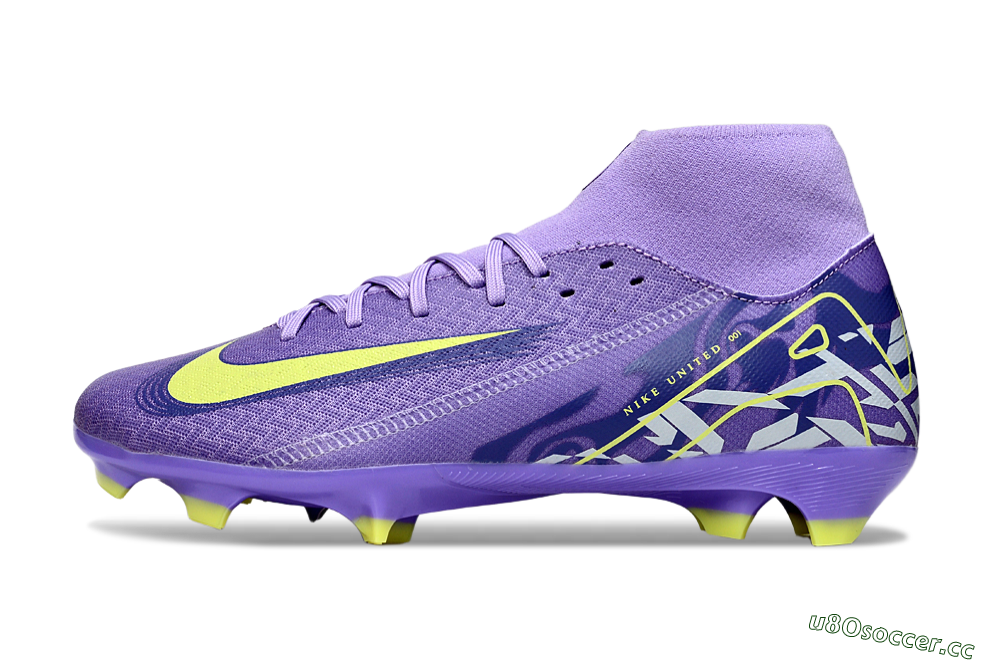 Men's Nike Air Zoom Mercurial Superfly 10 Academy FG Firm Ground High-Tops Football Boots - Purple/Yellow/White 0