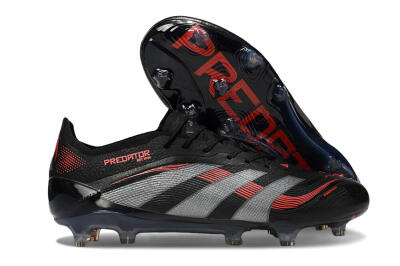 Men's Adidas Predator 25 Elite FG Firm Ground Low-Tops Football Boots - Black/Grey/Red