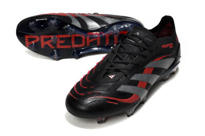 Men's Adidas Predator 25 Elite FG Firm Ground Low-Tops Football Boots - Black/Grey/Red