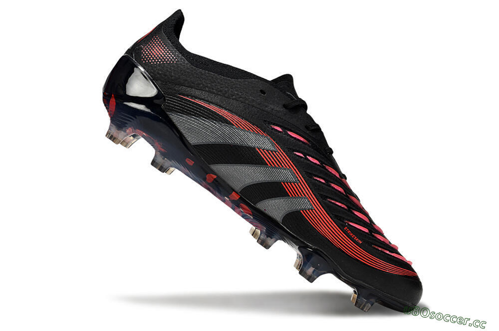 Men's Adidas Predator 25 Elite FG Firm Ground Low-Tops Football Boots - Black/Grey/Red 4