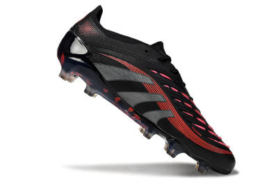 Men's Adidas Predator 25 Elite FG Firm Ground Low-Tops Football Boots - Black/Grey/Red
