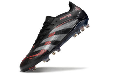 Men's Adidas Predator 25 Elite FG Firm Ground Low-Tops Football Boots - Black/Grey/Red