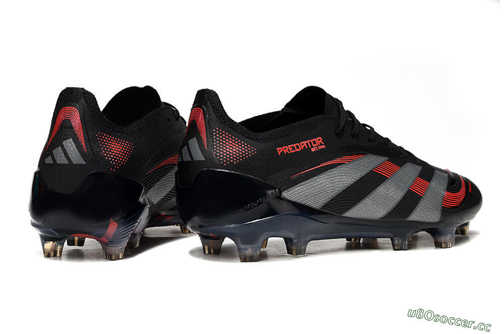Men's Adidas Predator 25 Elite FG Firm Ground Low-Tops Football Boots - Black/Grey/Red 6