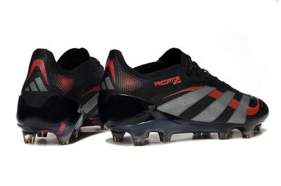 Men's Adidas Predator 25 Elite FG Firm Ground Low-Tops Football Boots - Black/Grey/Red
