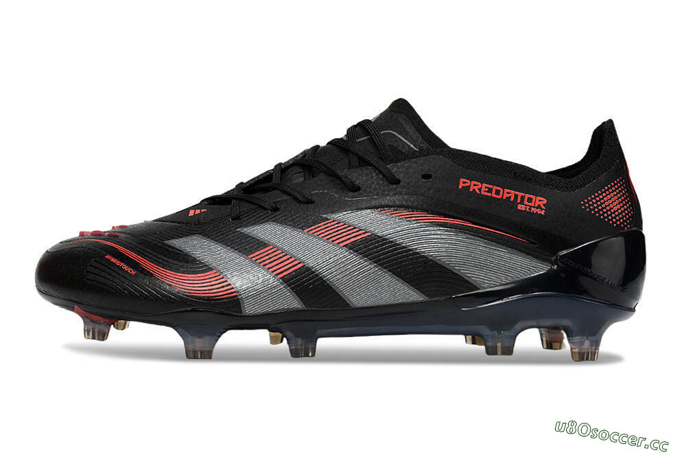 Men's Adidas Predator 25 Elite FG Firm Ground Low-Tops Football Boots - Black/Grey/Red 0