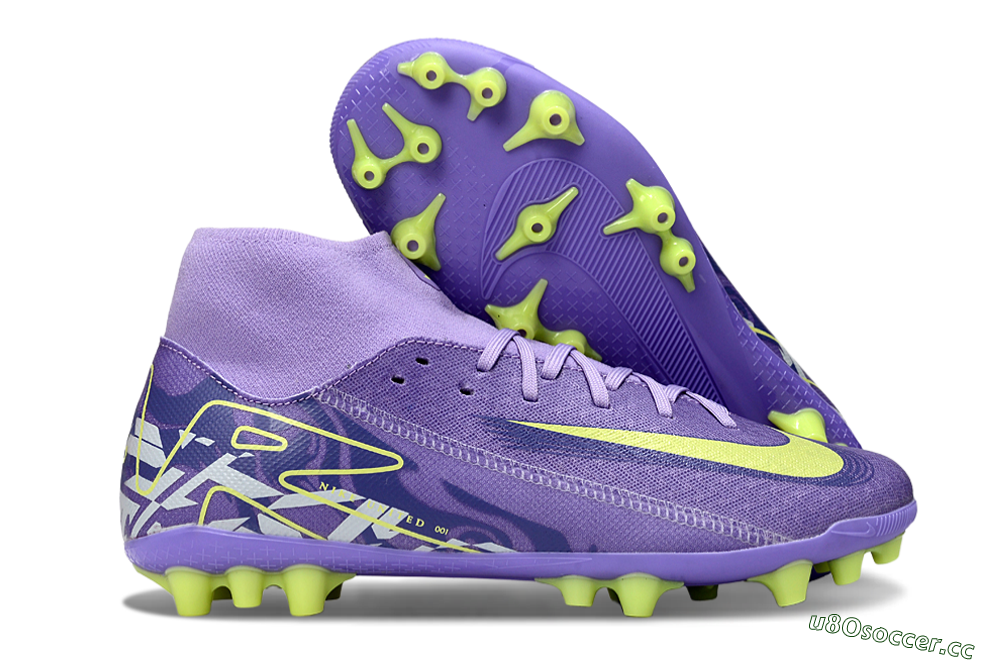 Men's Nike Air Zoom Mercurial Superfly 10 Academy AG Artificial Grass High-Tops Football Boots - Purple/Yellow/White 2