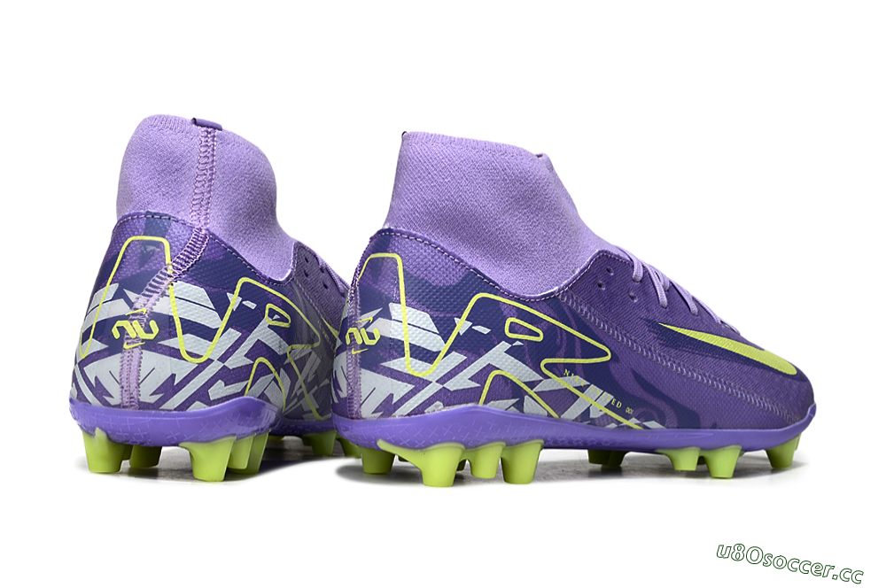 Men's Nike Air Zoom Mercurial Superfly 10 Academy AG Artificial Grass High-Tops Football Boots - Purple/Yellow/White 6