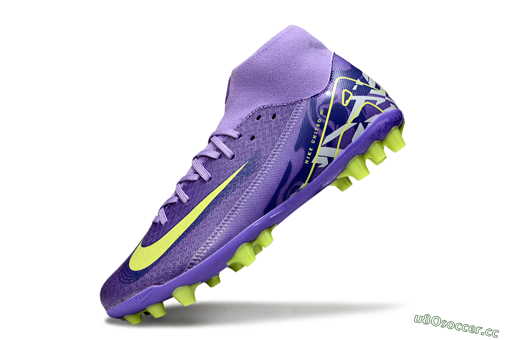 Men's Nike Air Zoom Mercurial Superfly 10 Academy AG Artificial Grass High-Tops Football Boots - Purple/Yellow/White 5