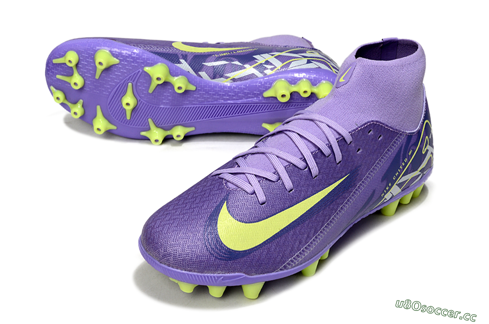Men's Nike Air Zoom Mercurial Superfly 10 Academy AG Artificial Grass High-Tops Football Boots - Purple/Yellow/White 3