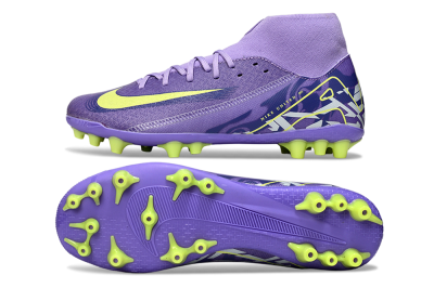 Men's Nike Air Zoom Mercurial Superfly 10 Academy AG Artificial Grass High-Tops Football Boots - Purple/Yellow/White