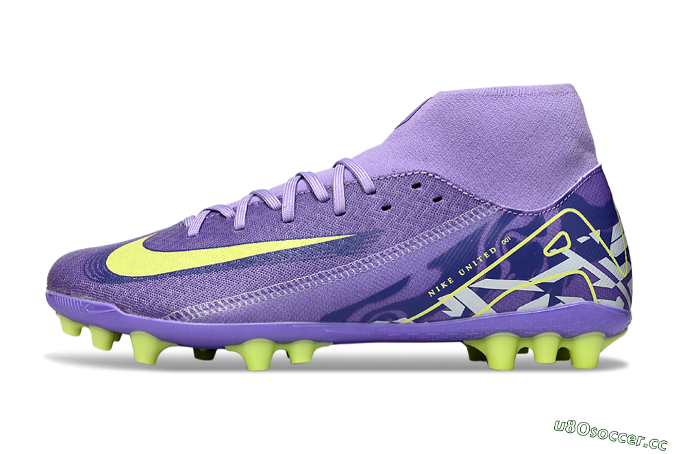 Men's Nike Air Zoom Mercurial Superfly 10 Academy AG Artificial Grass High-Tops Football Boots - Purple/Yellow/White 0
