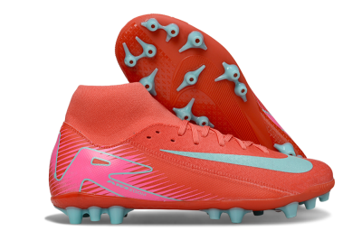 Men's Nike Air Zoom Mercurial Superfly 10 Academy AG Artificial Grass High-Tops Football Boots - Red/Jade/Pink