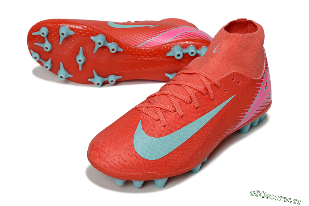 Men's Nike Air Zoom Mercurial Superfly 10 Academy AG Artificial Grass High-Tops Football Boots - Red/Jade/Pink 3