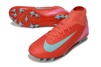 Men's Nike Air Zoom Mercurial Superfly 10 Academy AG Artificial Grass High-Tops Football Boots - Red/Jade/Pink