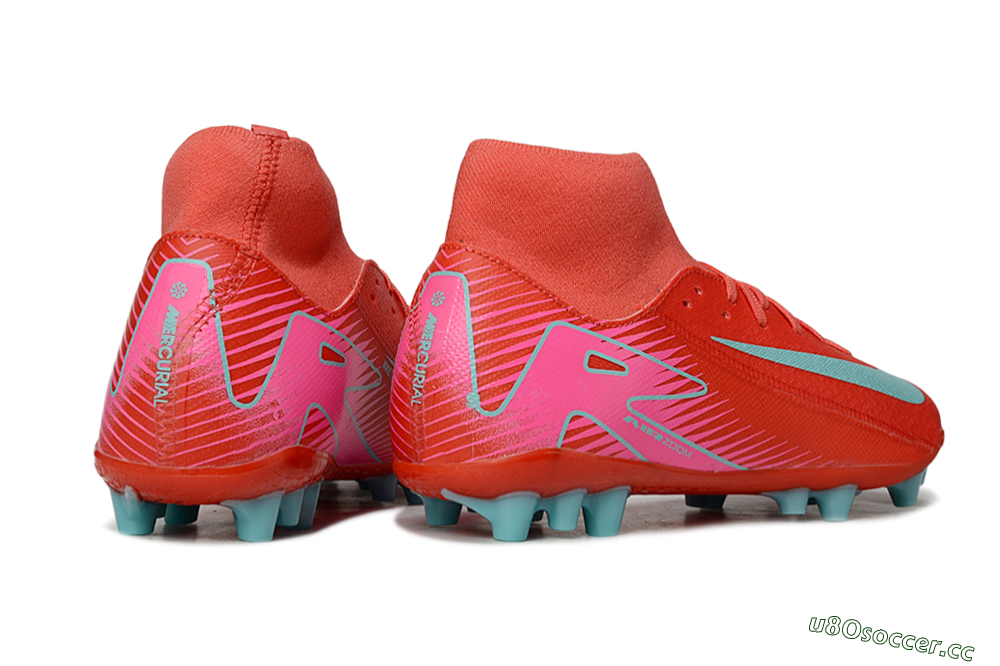 Men's Nike Air Zoom Mercurial Superfly 10 Academy AG Artificial Grass High-Tops Football Boots - Red/Jade/Pink 6
