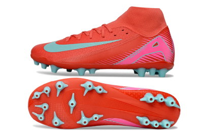 Men's Nike Air Zoom Mercurial Superfly 10 Academy AG Artificial Grass High-Tops Football Boots - Red/Jade/Pink