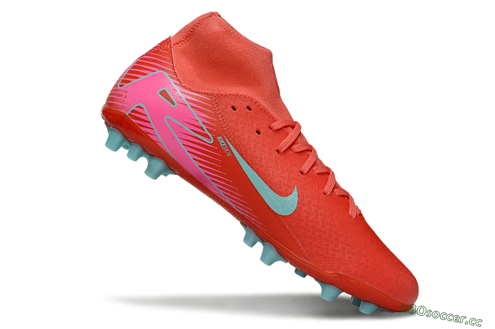 Men's Nike Air Zoom Mercurial Superfly 10 Academy AG Artificial Grass High-Tops Football Boots - Red/Jade/Pink 4