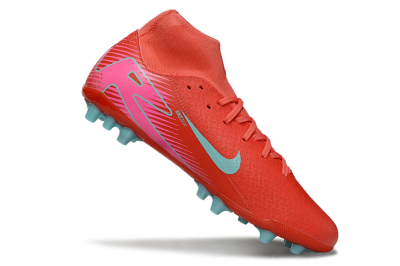 Men's Nike Air Zoom Mercurial Superfly 10 Academy AG Artificial Grass High-Tops Football Boots - Red/Jade/Pink