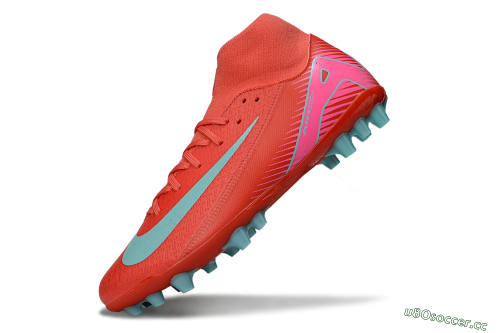 Men's Nike Air Zoom Mercurial Superfly 10 Academy AG Artificial Grass High-Tops Football Boots - Red/Jade/Pink 5