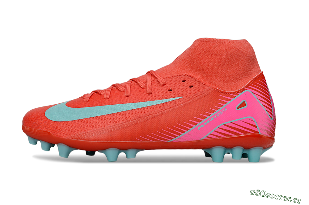 Men's Nike Air Zoom Mercurial Superfly 10 Academy AG Artificial Grass High-Tops Football Boots - Red/Jade/Pink 0