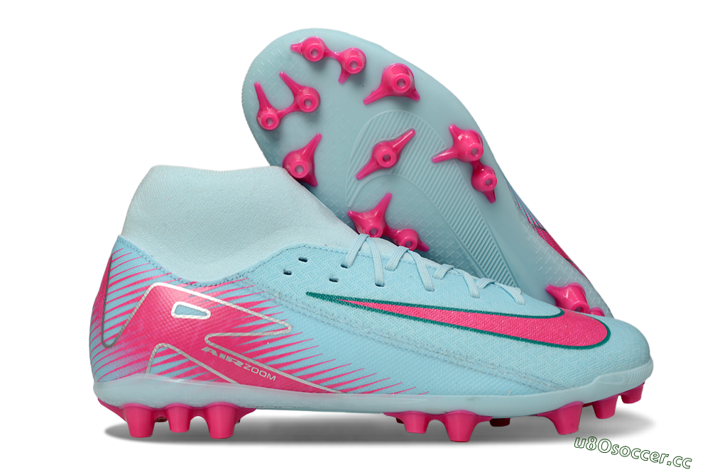 Men's Nike Air Zoom Mercurial Superfly 10 Academy AG Artificial Grass High-Tops Football Boots - Jade/Pink/Silver 2
