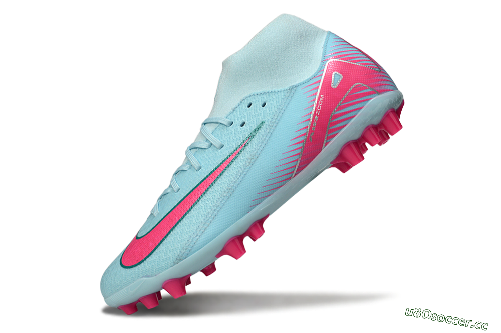 Men's Nike Air Zoom Mercurial Superfly 10 Academy AG Artificial Grass High-Tops Football Boots - Jade/Pink/Silver 5