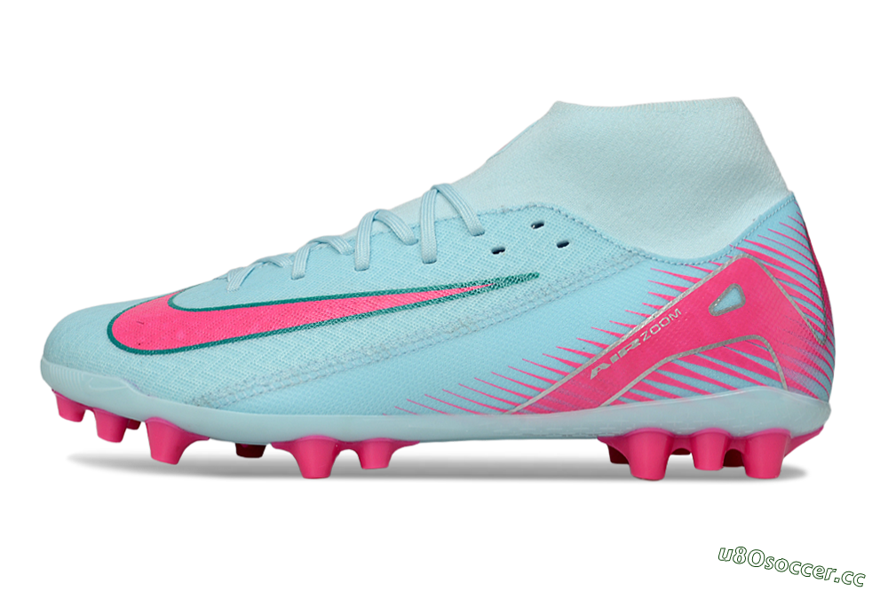 Men's Nike Air Zoom Mercurial Superfly 10 Academy AG Artificial Grass High-Tops Football Boots - Jade/Pink/Silver 0