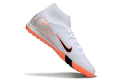 Men's Nike Air Zoom Mercurial Superfly 10 Academy TF Artificial Turf High-Tops Football Shoes - White/Black/Orange/Silver