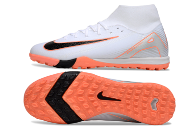 Men's Nike Air Zoom Mercurial Superfly 10 Academy TF Artificial Turf High-Tops Football Shoes - White/Black/Orange/Silver