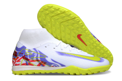 Men's Nike Air Zoom Mercurial Superfly 10 Academy TF Artificial Turf High-Tops Football Shoes - White/Purple/Yellow/Red