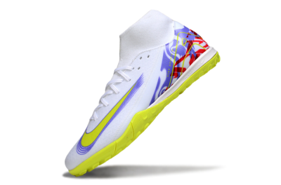 Men's Nike Air Zoom Mercurial Superfly 10 Academy TF Artificial Turf High-Tops Football Shoes - White/Purple/Yellow/Red
