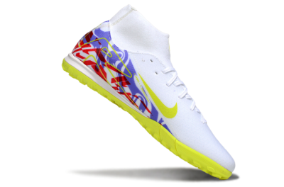 Men's Nike Air Zoom Mercurial Superfly 10 Academy TF Artificial Turf High-Tops Football Shoes - White/Purple/Yellow/Red