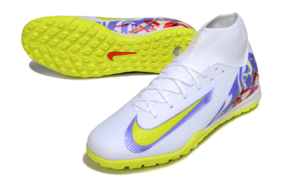 Men's Nike Air Zoom Mercurial Superfly 10 Academy TF Artificial Turf High-Tops Football Shoes - White/Purple/Yellow/Red