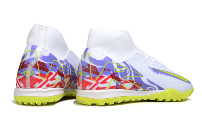 Men's Nike Air Zoom Mercurial Superfly 10 Academy TF Artificial Turf High-Tops Football Shoes - White/Purple/Yellow/Red