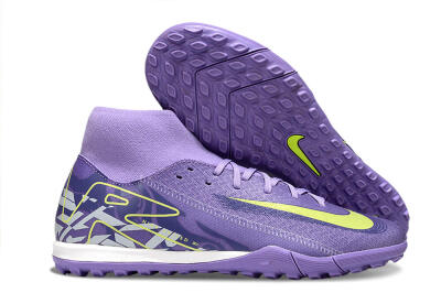 Men's Nike Air Zoom Mercurial Superfly 10 Academy TF Artificial Turf High-Tops Football Shoes - Purple/Yellow/White
