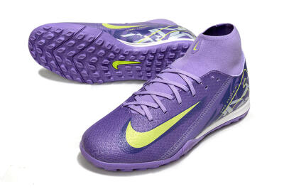 Men's Nike Air Zoom Mercurial Superfly 10 Academy TF Artificial Turf High-Tops Football Shoes - Purple/Yellow/White