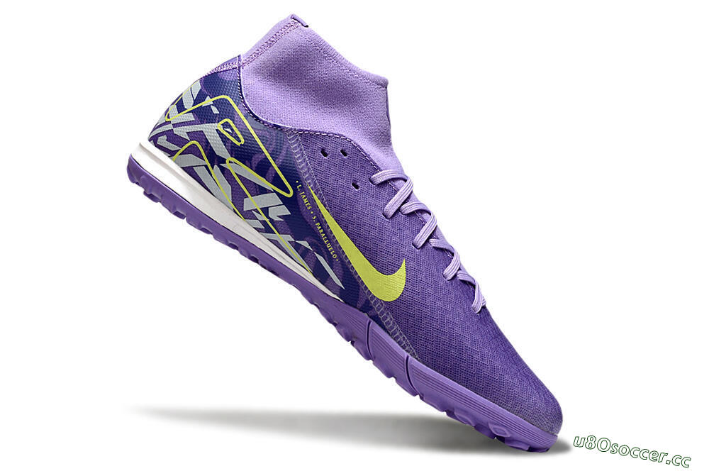 Men's Nike Air Zoom Mercurial Superfly 10 Academy TF Artificial Turf High-Tops Football Shoes - Purple/Yellow/White 4