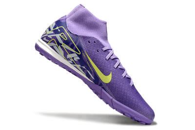 Men's Nike Air Zoom Mercurial Superfly 10 Academy TF Artificial Turf High-Tops Football Shoes - Purple/Yellow/White