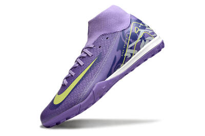 Men's Nike Air Zoom Mercurial Superfly 10 Academy TF Artificial Turf High-Tops Football Shoes - Purple/Yellow/White