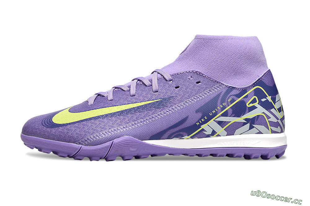 Men's Nike Air Zoom Mercurial Superfly 10 Academy TF Artificial Turf High-Tops Football Shoes - Purple/Yellow/White 0