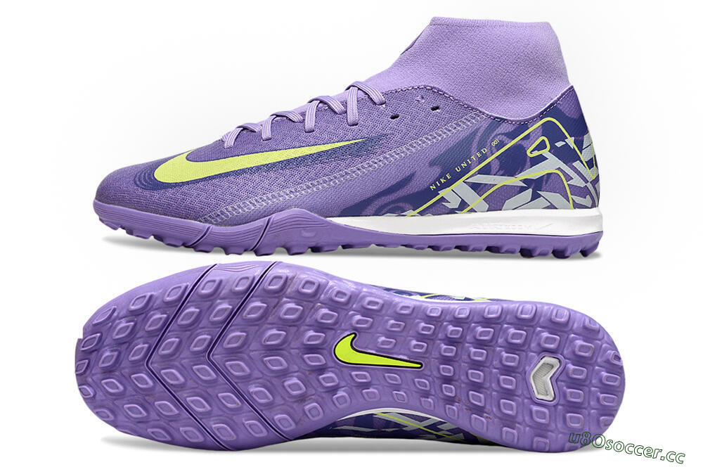 Men's Nike Air Zoom Mercurial Superfly 10 Academy TF Artificial Turf High-Tops Football Shoes - Purple/Yellow/White 1
