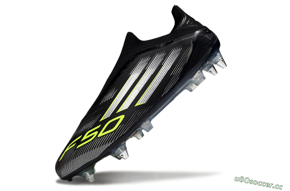 Men's Adidas F50 Elite Laceless SG Soft Ground Low-Tops Football Boots - Black/Silver/Yellow 5