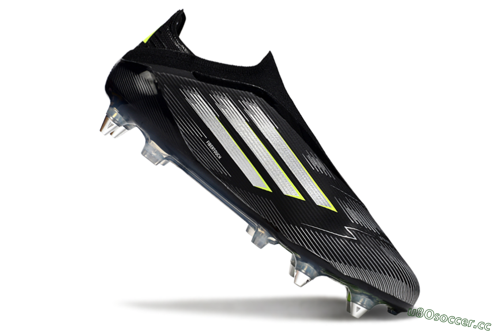 Men's Adidas F50 Elite Laceless SG Soft Ground Low-Tops Football Boots - Black/Silver/Yellow 4