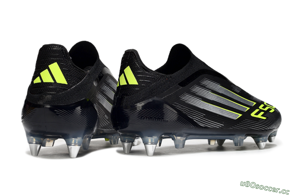 Men's Adidas F50 Elite Laceless SG Soft Ground Low-Tops Football Boots - Black/Silver/Yellow 6