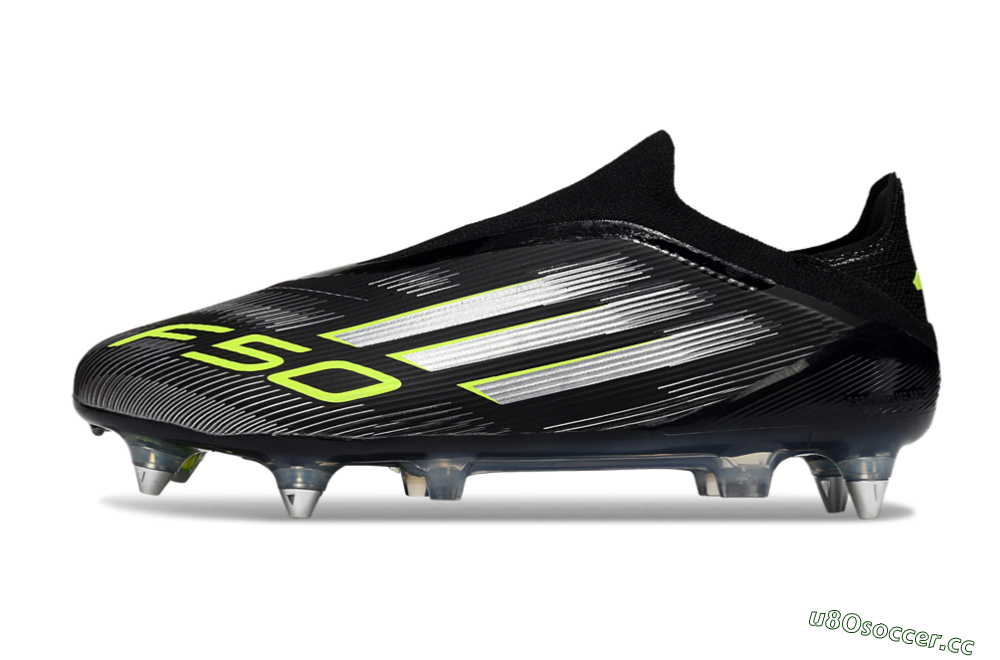 Men's Adidas F50 Elite Laceless SG Soft Ground Low-Tops Football Boots - Black/Silver/Yellow 0