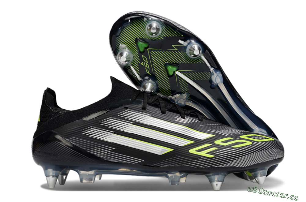 Men's Adidas F50 Elite SG Soft Ground Low-Tops Football Boots - Black/Silver/Yellow 2