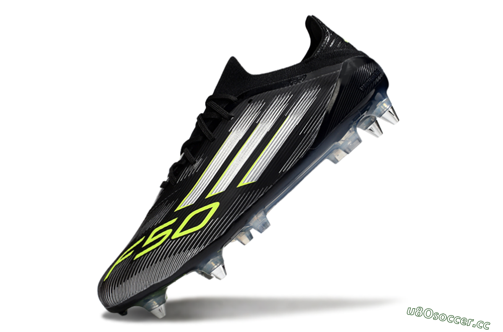 Men's Adidas F50 Elite SG Soft Ground Low-Tops Football Boots - Black/Silver/Yellow 5