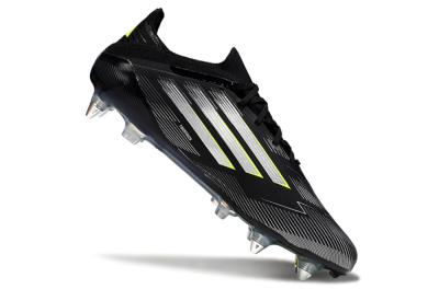 Men's Adidas F50 Elite SG Soft Ground Low-Tops Football Boots - Black/Silver/Yellow
