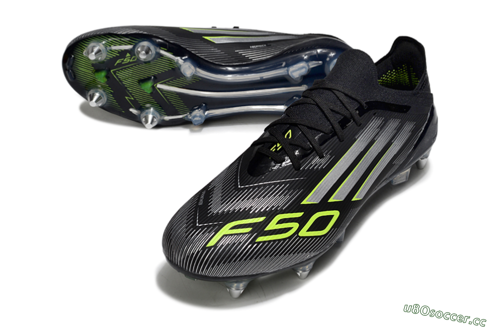 Men's Adidas F50 Elite SG Soft Ground Low-Tops Football Boots - Black/Silver/Yellow 3