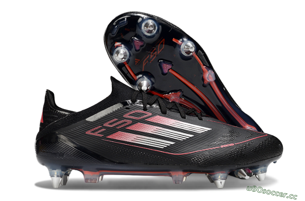 Men's Adidas F50 Elite SG Soft Ground Low-Tops Football Boots - Black/Silver/Red 2